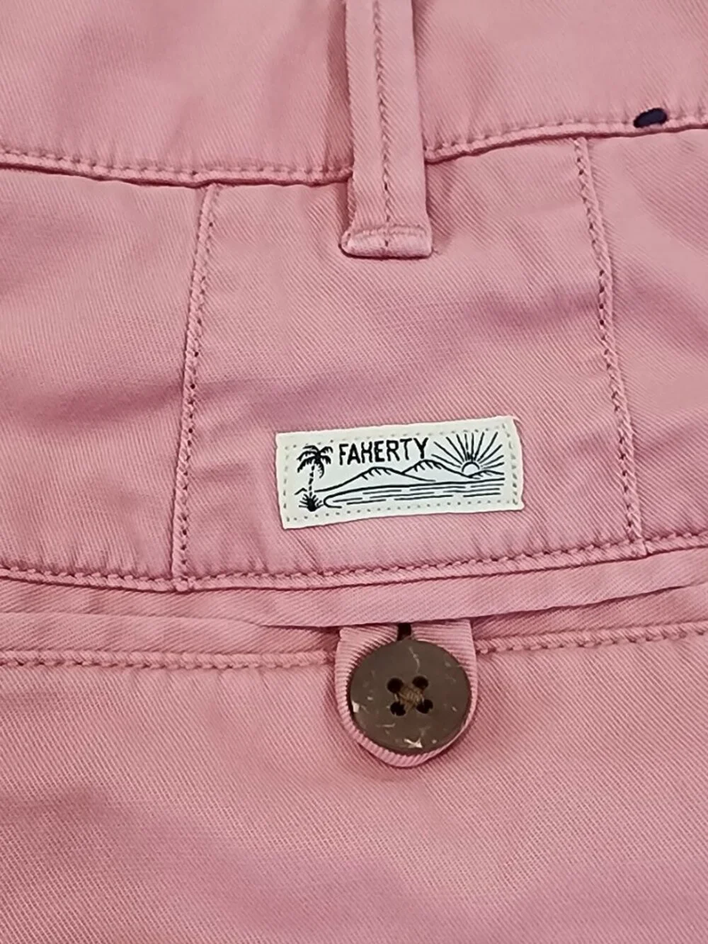 Faherty Chino Shorts Men's Size 35 Salmon Pink Casual Preppy Golf Outdoor